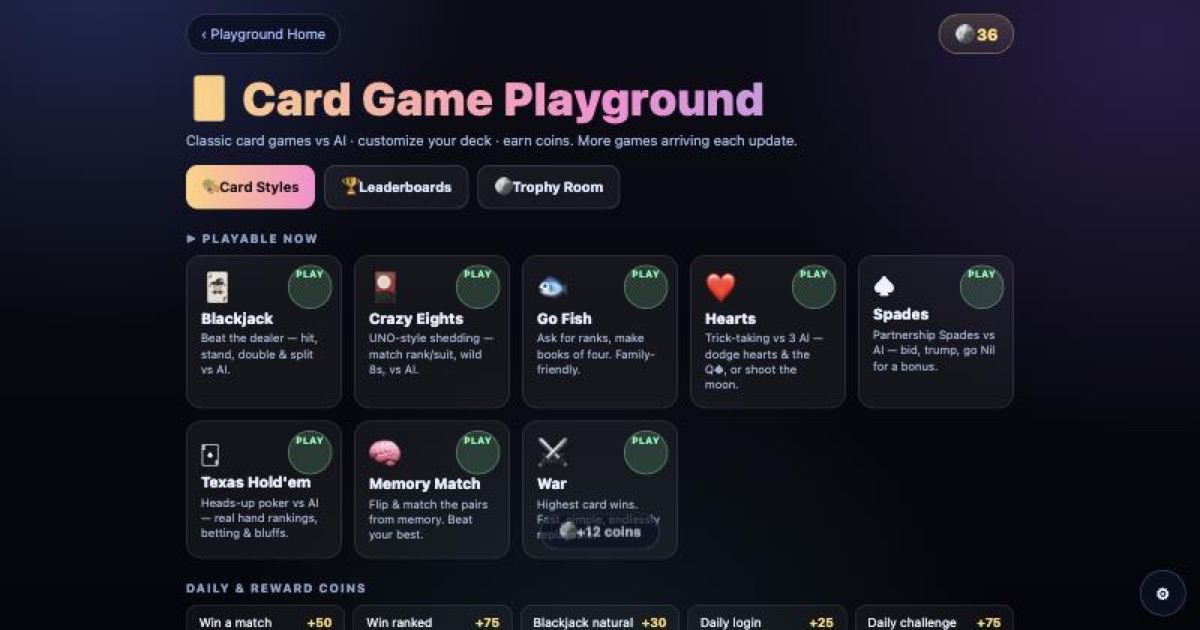 Card Game Playground screenshot